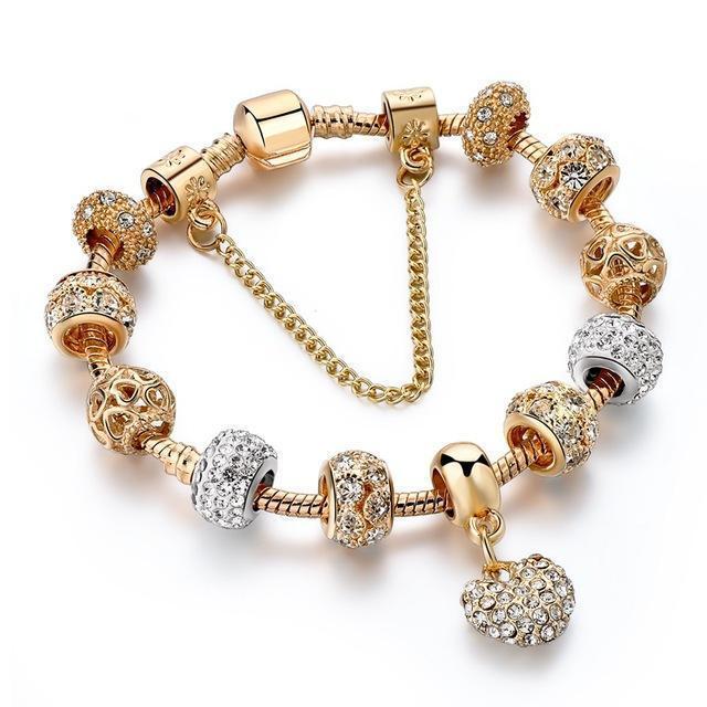 Szelam Luxury Crystal Heart Charm Bracelets & Bangles Gold Bracelets For Women Jewellery Pulseira Feminina Sbr160056-SBR170020-JadeMoghul Inc.