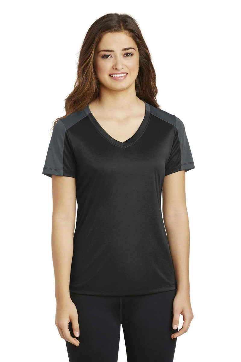 T-shirts Sport-Tek Ladies PosiCharge CompetitorSleeve-Blocked V-Neck Tee. LST354 Sport-Tek