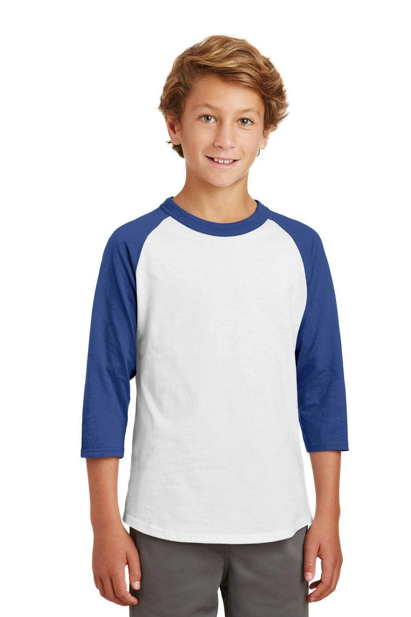 Sport-Tek Youth Colorblock Raglan Jersey. YT200-T-shirts-White/Royal-XL-JadeMoghul Inc.