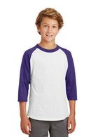 Sport-Tek Youth Colorblock Raglan Jersey. YT200-T-shirts-White/Purple-XL-JadeMoghul Inc.