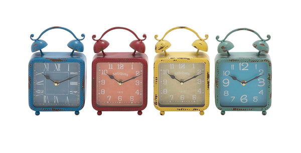 The Distressed But Colourful Metal Desk Clock 4 Assorted