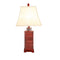 Table & Desk Lamp Square Belled Shade Table Lamp With Carved Base Red Set of 2 Benzara