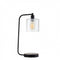 Table Lamps SAM Contemporary Table Lamp Metal With Glass, Black, Includes Light Bulb Benzara