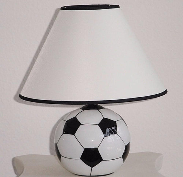 Table Lamps Soccer Inspired Ceramic Table Lamp, Black & White Set of 8 Benzara