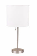 Table Lamps Sophisticated Metal Table Lamp, White & Silver, Set of 2 Benzara