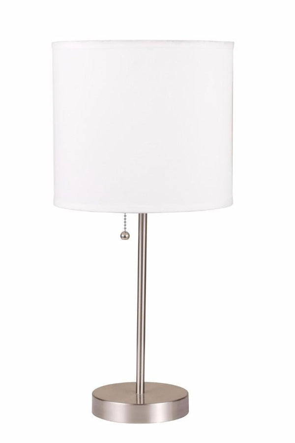 Table Lamps Sophisticated Metal Table Lamp, White & Silver, Set of 2 Benzara