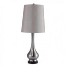 TERI Contemporary Table Lamp, Silver Base With White Shade