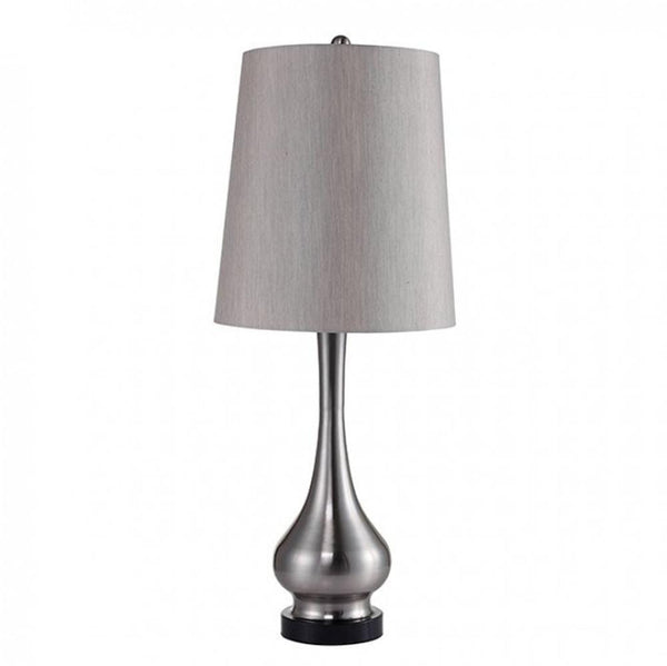 TERI Contemporary Table Lamp, Silver Base With White Shade