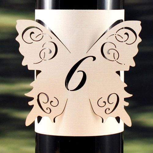 Laser Expressions Butterfly Table Number Bottle Wrap Numbers 13-24 Pastel Pink (Pack of 12)