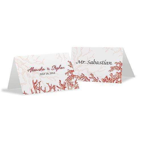 Table Planning Accessories Reef Coral Place Card With Fold Berry (Pack of 1) Weddingstar