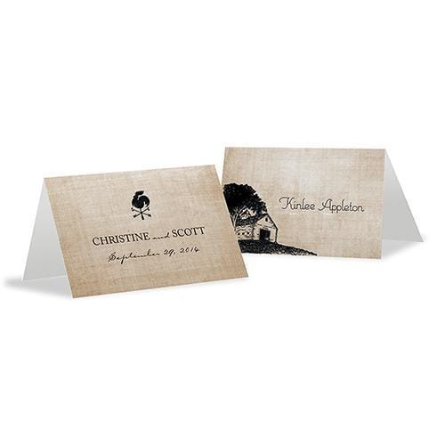 Table Planning Accessories Rustic Country Place Card With Fold Berry (Pack of 1) JM Weddings