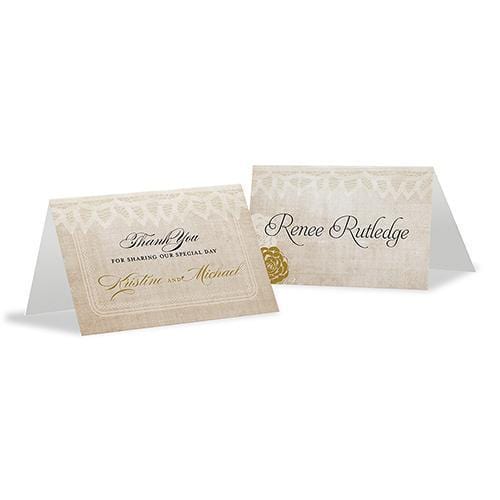 Table Planning Accessories Vintage Lace Place Card With Fold Berry (Pack of 1) JM Weddings