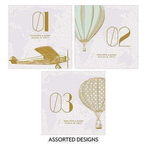 Table Planning Accessories Vintage Travel Assorted Square Table Numbers  1-12 (Pack of 12) JM Weddings