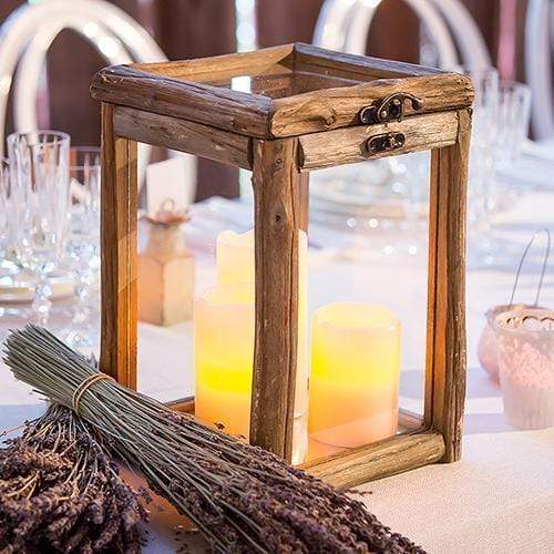 Table Top Décor Rustic Wood and Glass Box with Hinged Lid (Pack of 1) JM Weddings