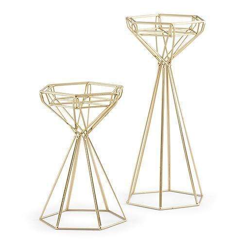 Tall Gold Geometric Candle Holder Set (Pack of 1)