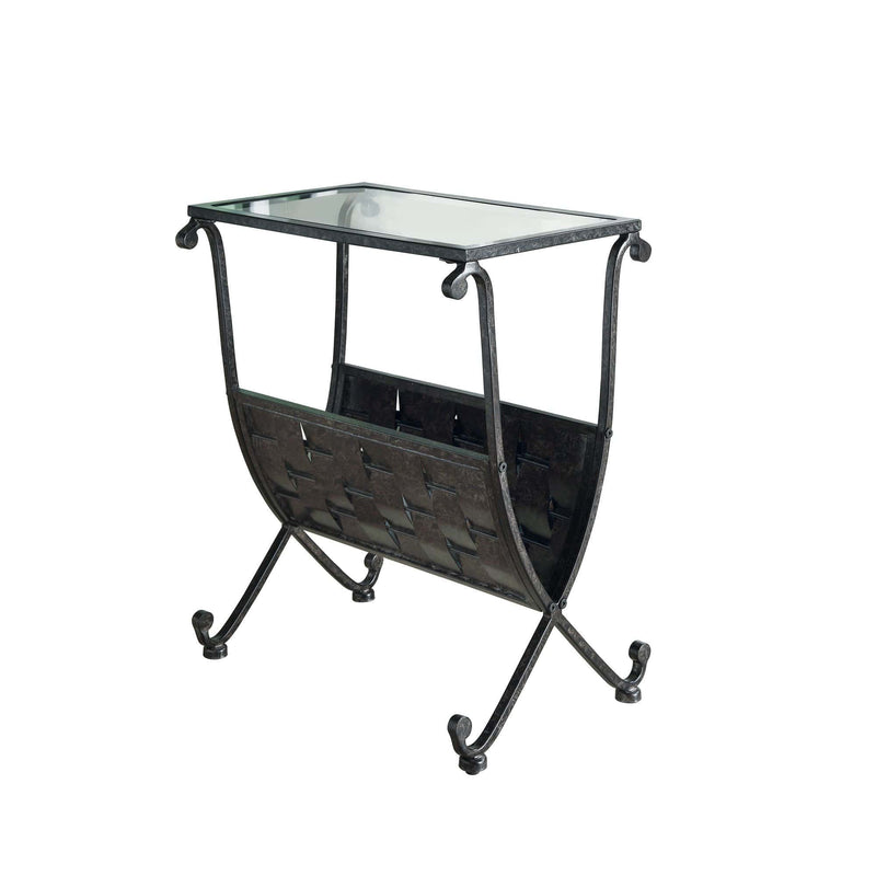 Tables Accent Table for Living Room - 11'.5" x 18'.5" x 22" Black, Taupe, Metal, Tempered Glass - Accent Table HomeRoots