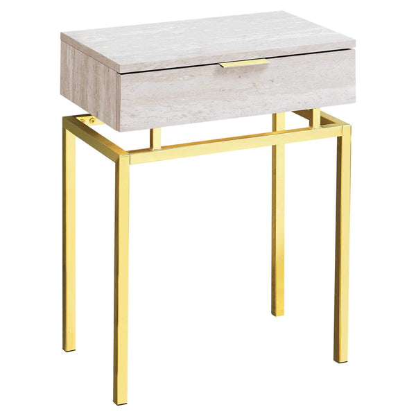 Tables Accent Table for Living Room - 12'.75" x 18'.25" x 23'.25" Beige, Gold, Particle Board, Metal - Accent Table HomeRoots