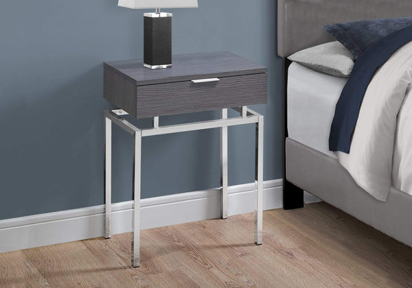 Tables Accent Table for Living Room - 12'.75" x 18'.25" x 23" Grey/Chrome Metal- Accent Table HomeRoots