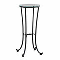 Tables Accent Table for Living Room - 12" x 12" x 28'.5" Black, Clear, Metal, Tempered Glass - Accent Table HomeRoots