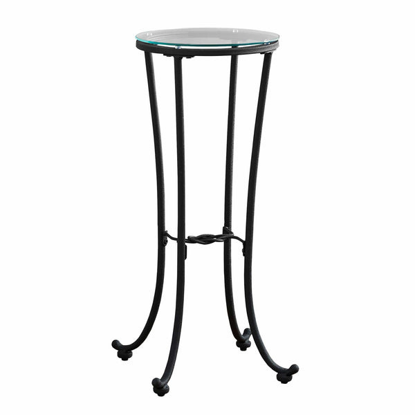 Tables Accent Table for Living Room - 12" x 12" x 28'.5" Black, Clear, Metal, Tempered Glass - Accent Table HomeRoots