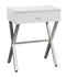 Tables Accent Table for Living Room - 12" x 18'.25" x 22'.25" White, Chrome, Particle Board, Mdf, Metal - Accent Table HomeRoots