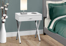 Tables Accent Table for Living Room - 12" x 18'.25" x 22'.25" White, Chrome, Particle Board, Mdf, Metal - Accent Table HomeRoots