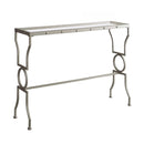 Tables Accent Table for Living Room - 12" x 42" x 31'.75" Silver, Clear, Metal, Tempered Glass - Accent Table HomeRoots