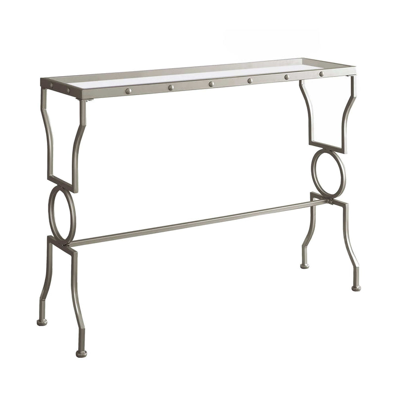 Tables Accent Table for Living Room - 12" x 42" x 31'.75" Silver, Clear, Metal, Tempered Glass - Accent Table HomeRoots
