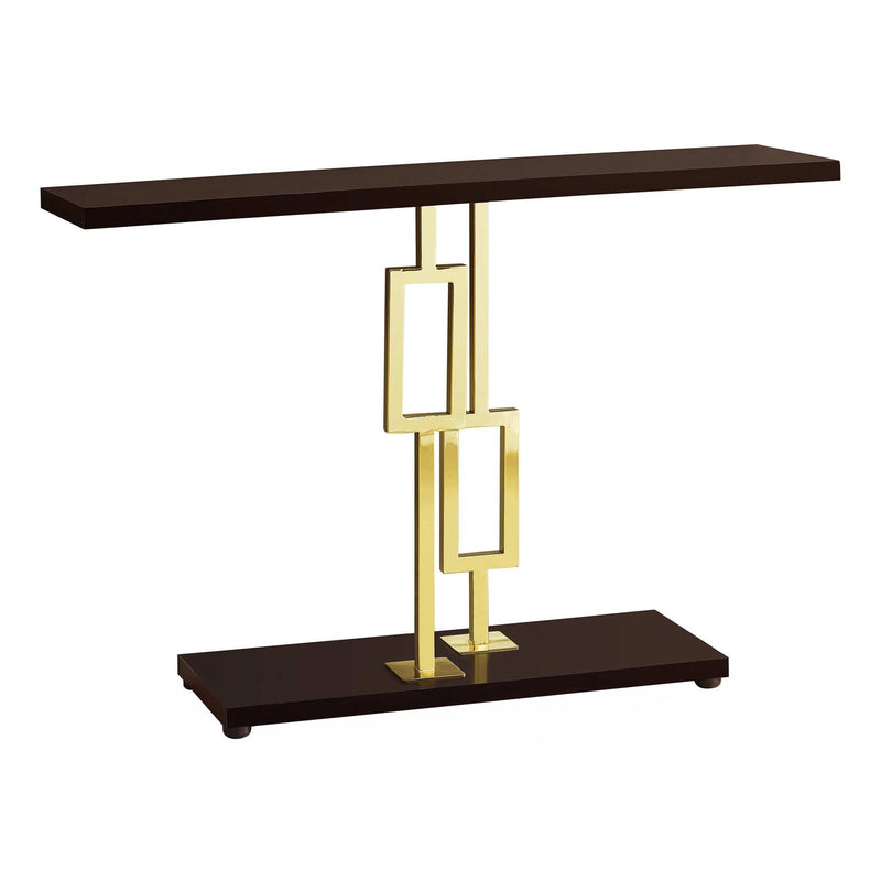 Tables Accent Table for Living Room - 12" x 47'.25" x 31" Cappuccino/Gold Metal - Accent Table HomeRoots