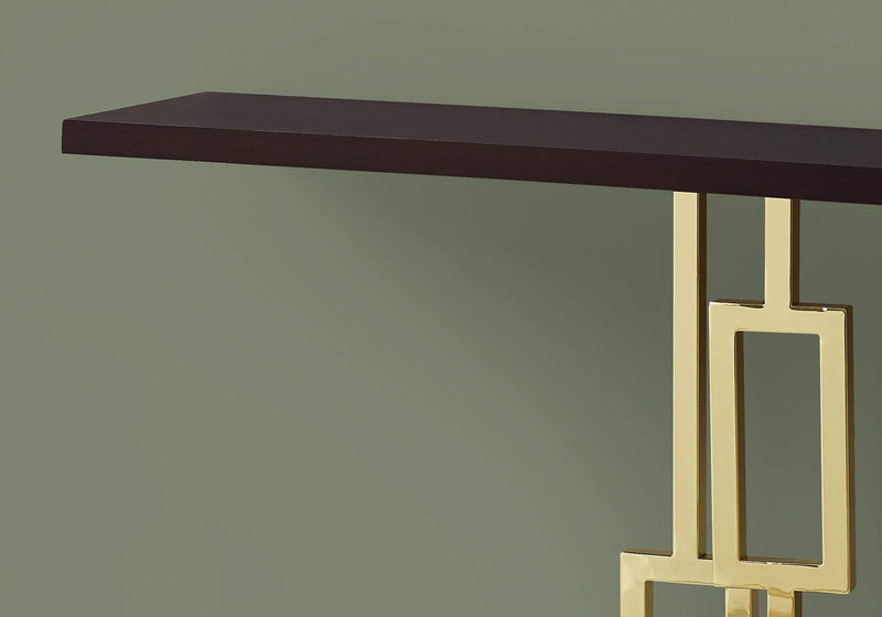 Tables Accent Table for Living Room - 12" x 47'.25" x 31" Cappuccino/Gold Metal - Accent Table HomeRoots