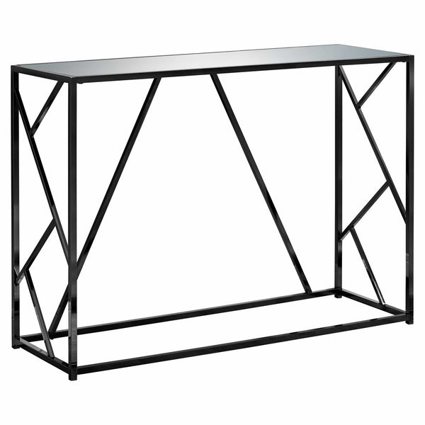 Tables Accent Table for Living Room - 15'.75" x 44" x 32" Black, Metal, Glass, Particle Board - Accent Table with a Mirror Top HomeRoots