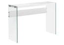 Tables Accent Table for Living Room - 15'.75" x 44" x 32" White, Clear, Particle Board, Tempered Glass - Accent Table HomeRoots