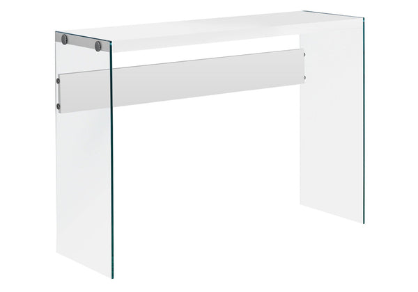 Tables Accent Table for Living Room - 15'.75" x 44" x 32" White, Clear, Particle Board, Tempered Glass - Accent Table HomeRoots