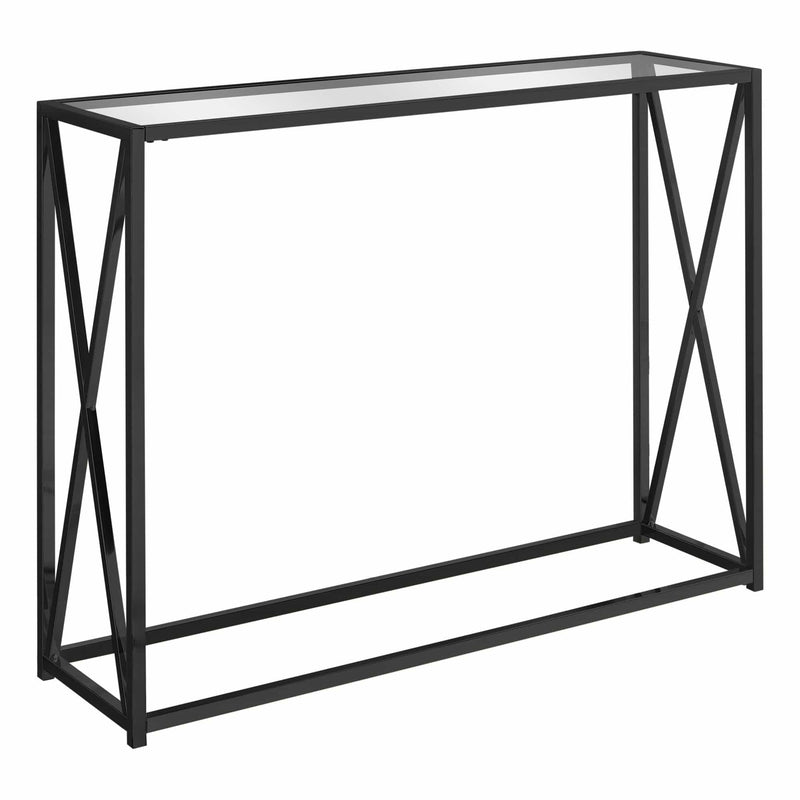 Tables Accent Table for Living Room - 32.25 Black Nickel Metal and Clear Tempered Glass Accent Table HomeRoots