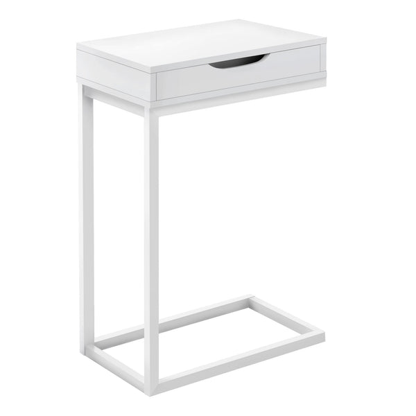 Tables Accent Table with Storage - 16" X 10'.25" X 24'.5" White Metal With A Drawer Accent Table HomeRoots