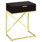 Tables Accent Table with Storage - 18'.2" x 12'.8" x 23'.5" Cappuccino, Gold, Particle Board Metal - Accent Table HomeRoots