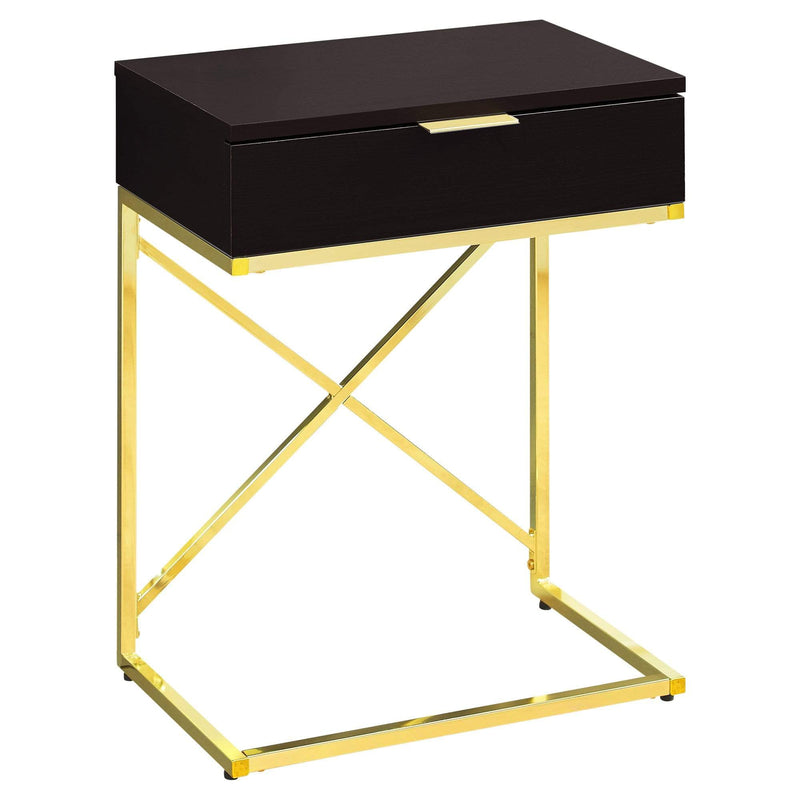 Tables Accent Table with Storage - 18'.2" x 12'.8" x 23'.5" Cappuccino, Gold, Particle Board Metal - Accent Table HomeRoots