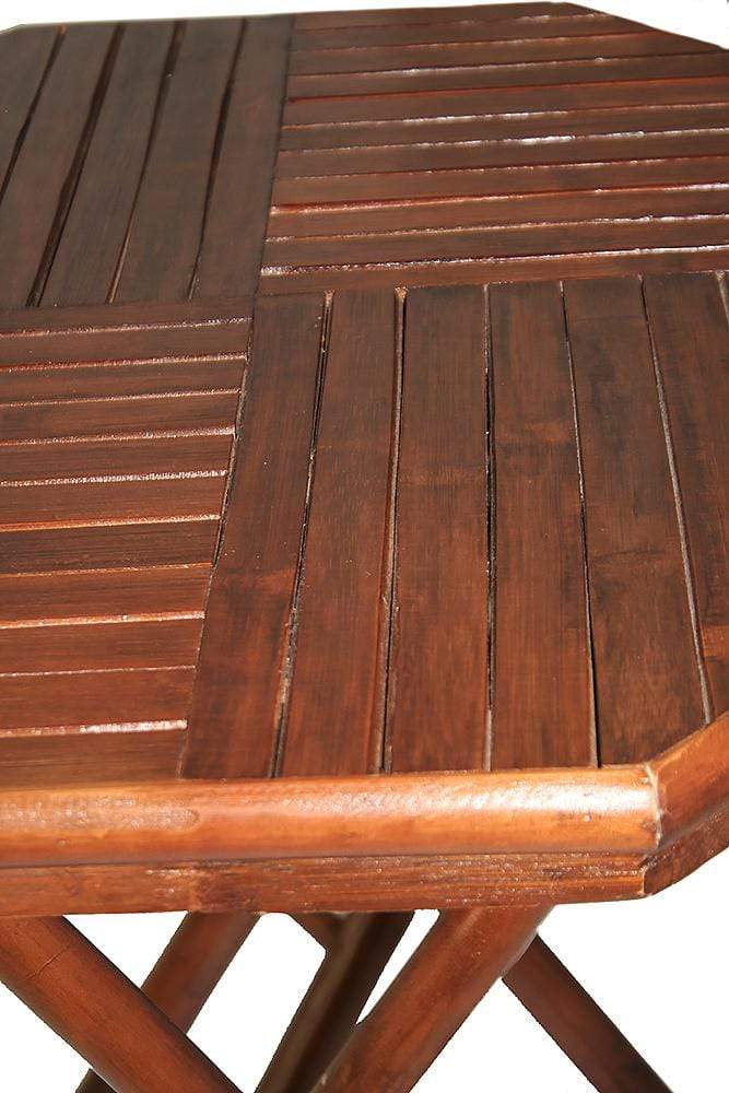 Tables Bamboo Table - 20" X 15" X 36" Brown Bamboo, Natural Sea Grass Bamboo Weave set of Chairs and a Table HomeRoots