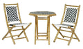 Tables Bamboo Table - 20" X 15" X 36" Natural Bamboo, Black & White Poly-Rattan Bamboo Set of Chairs and a Table HomeRoots