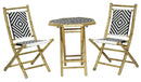 Tables Bamboo Table - 20" X 15" X 36" Natural Bamboo, Black & White Poly-Rattan Bamboo Set of Chairs and a Table HomeRoots