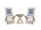 Tables Bamboo Table - 42" X 12" X 21" Natural/Navy Blue & White Bamboo Outdoor Conversation Set of Chairs and a Table HomeRoots