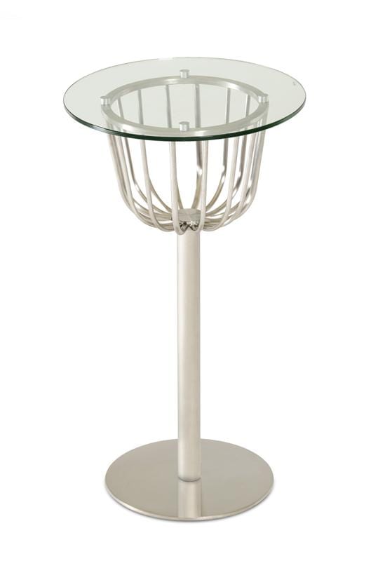 Tables Bar Height Table - 43" Glass and Steel Round Bar Table HomeRoots