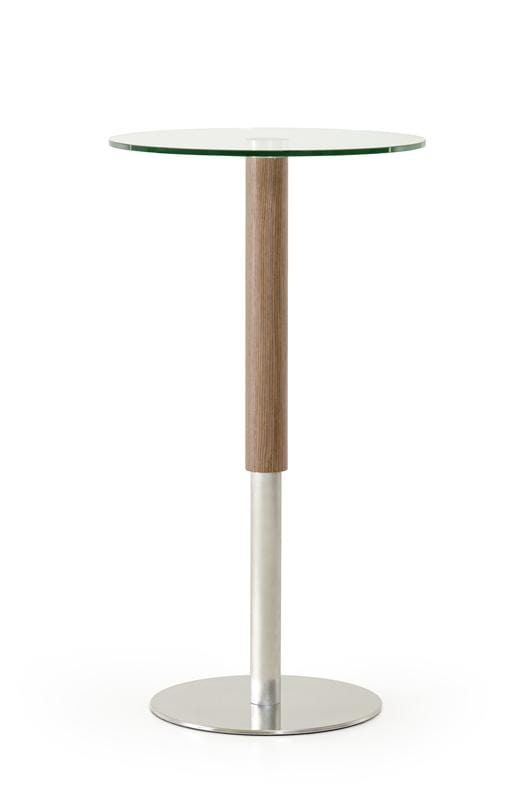 Tables Bar Height Table - 44" Veneer, Glass, and Steel Round Bar Table HomeRoots