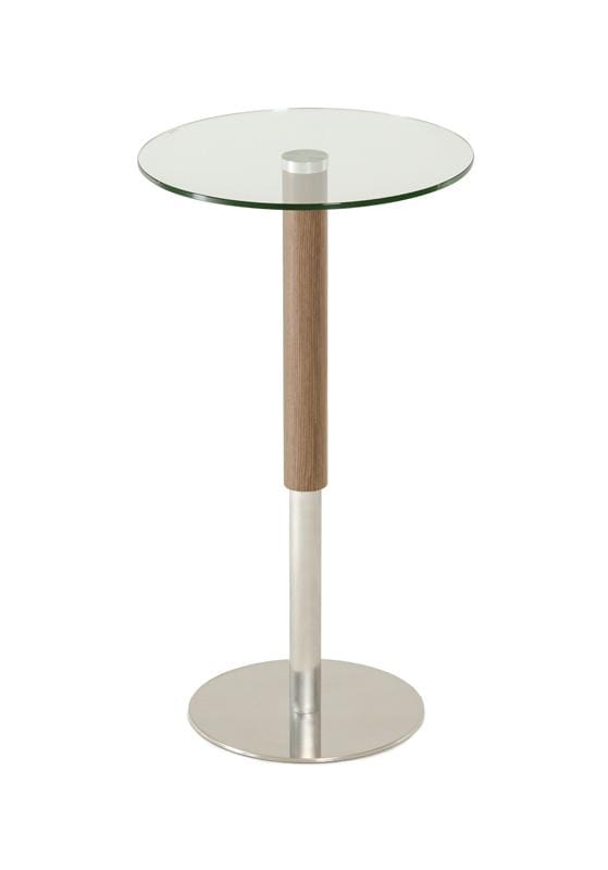 Tables Bar Height Table - 44" Veneer, Glass, and Steel Round Bar Table HomeRoots