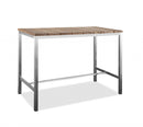 Tables Bar Height Table - 55" X 27" X 42" Teak Wood & Stainless Steel Bar Table HomeRoots