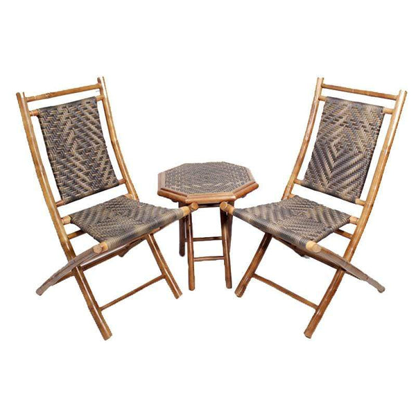 Tables Bistro Table Set - 20" X 15" X 36" Brown/Brown Bamboo Chairs and a Table Bistro Set HomeRoots