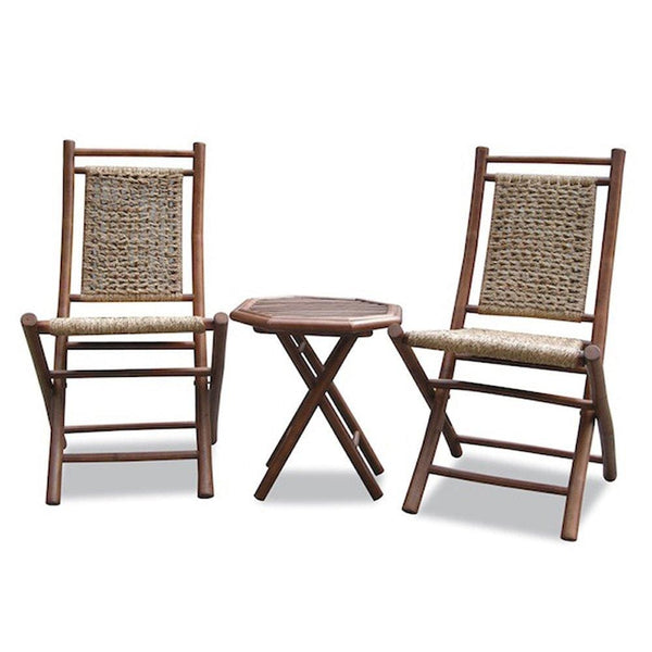 Tables Bistro Table Set 20" X 15" X 36" Brown/Natural Bamboo Chairs and a Table Bistro Set 4713 HomeRoots