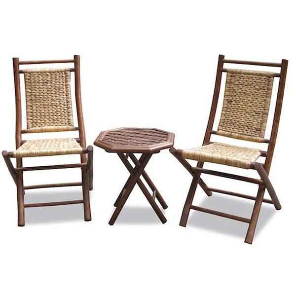 Tables Bistro Table Set - 20" X 15" X 36" Brown/Natural Bamboo Chairs and a Table Bistro Set HomeRoots