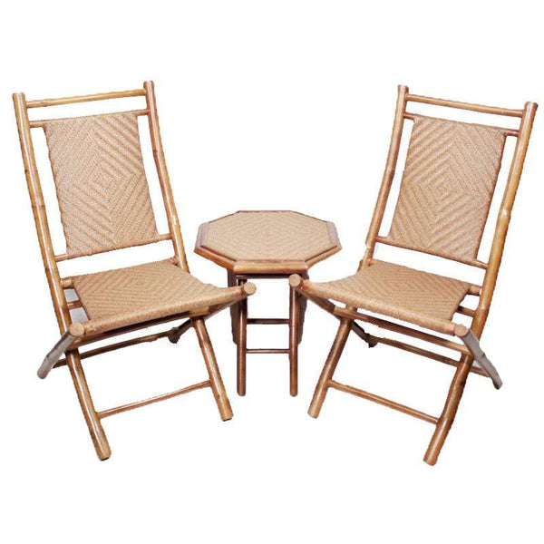 Tables Bistro Table Set - 20" X 15" X 36" Brown/Tan Bamboo Chairs and a Table Bistro Set HomeRoots