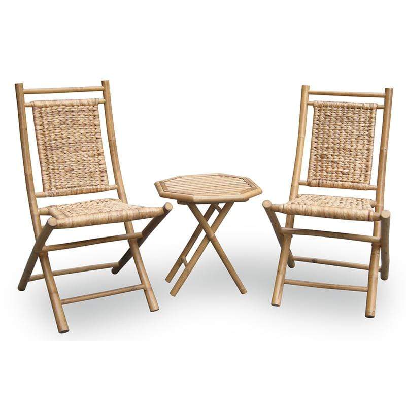 Tables Bistro Table Set - 20" X 15" X 36" Natural Bamboo Chairs and a Table Bistro Set HomeRoots